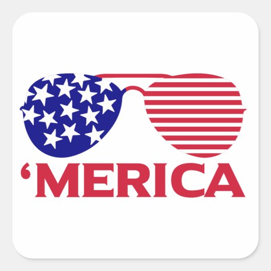 America Red White Blue-zonnebril Vierkante Sticker (Voorkant)