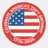 America Semiquincentennial 1776-2026 USA 250 Flag Ronde Sticker (Voorkant)