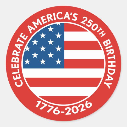 America Semiquincentennial 1776-2026 USA 250 Flag Ronde Sticker (Voorkant)