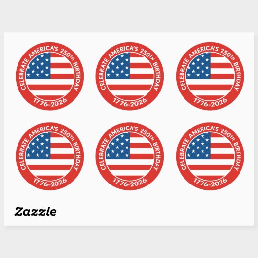 America Semiquincentennial 1776-2026 USA 250 Flag Ronde Sticker (Vel)