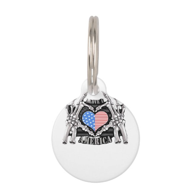 America Skeleton Hands Huisdierpenning (Voorkant)