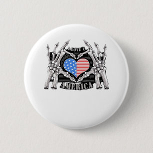 America Skeleton Hands Ronde Button 5,7 Cm