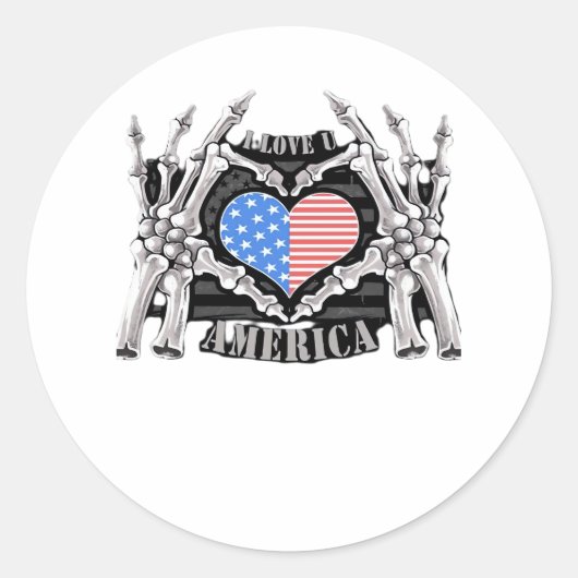 America Skeleton Hands Ronde Sticker (Voorkant)