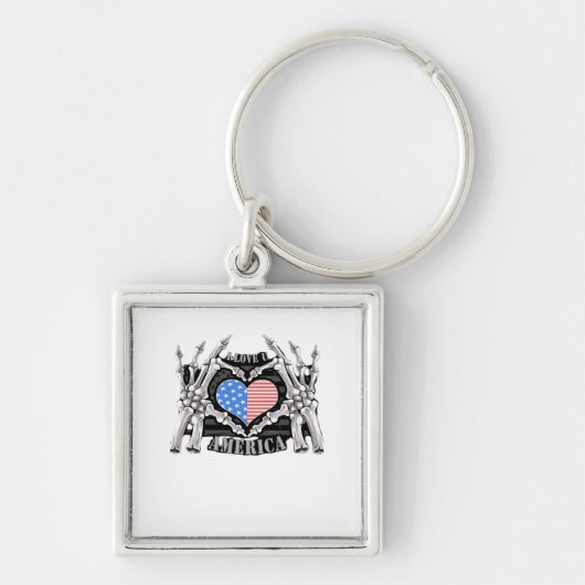 America Skeleton Hands Sleutelhanger (Voorkant)