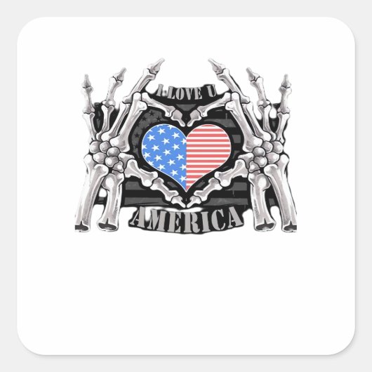 America Skeleton Hands Vierkante Sticker (Voorkant)
