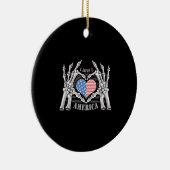 America Skull Skeleton Hand artwork bewerkbare laa Keramisch Ornament (Rechts)