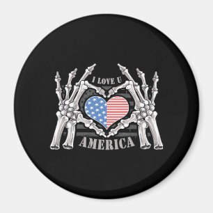 America Skull Skeleton Hand artwork bewerkbare laa Magneet