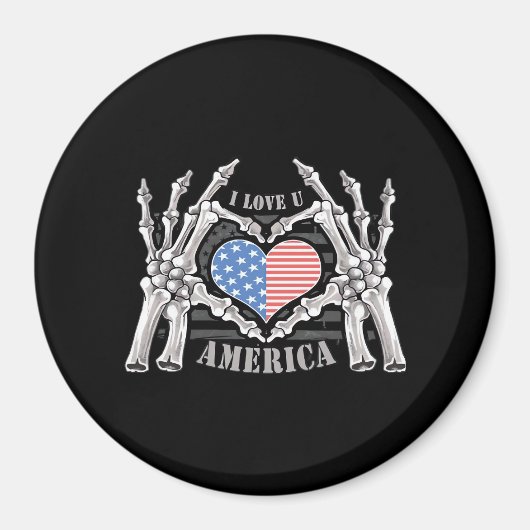 America Skull Skeleton Hand artwork bewerkbare laa Magneet (Voorkant)