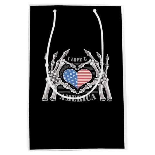 America Skull Skeleton Hand artwork bewerkbare laa Medium Cadeauzakje (Voorkant)