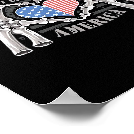 America Skull Skeleton Hand artwork bewerkbare laa Poster (Hoek)