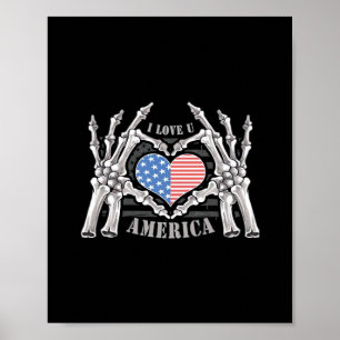 America Skull Skeleton Hand artwork bewerkbare laa Poster