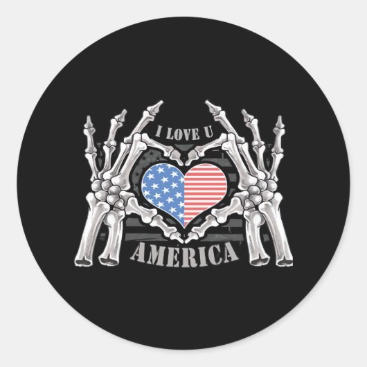 America Skull Skeleton Hand artwork bewerkbare laa Ronde Sticker (Voorkant)