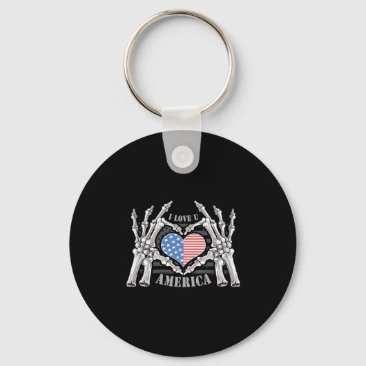 America Skull Skeleton Hand artwork bewerkbare laa Sleutelhanger (Voorkant)