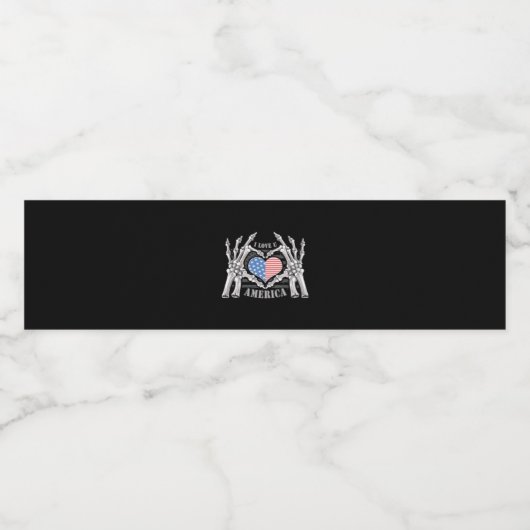 America Skull Skeleton Hand artwork bewerkbare laa Waterfles Etiket (Enkel label)