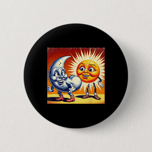 America Solar Eclipse 2024 4.08.24 De Zon Got Moo Ronde Button 5,7 Cm