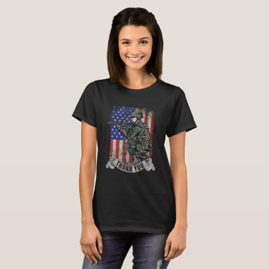America Soldier Thank You Patriotic Veterans Day T-shirt (Voorkant volledig)