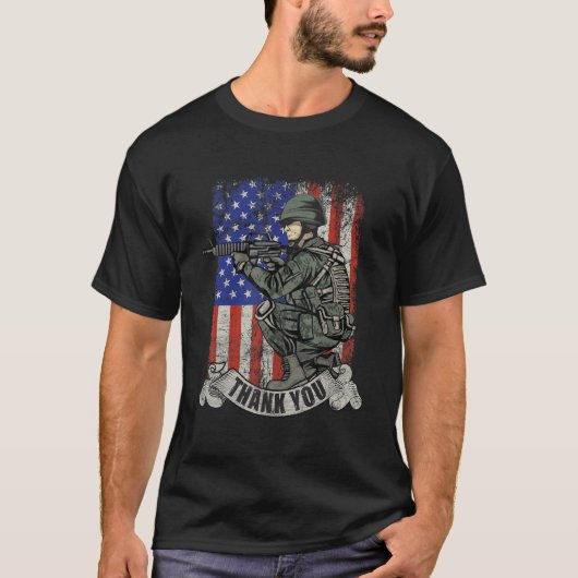 America Soldier Thank You Patriotic Veterans Day T-shirt (Voorkant)