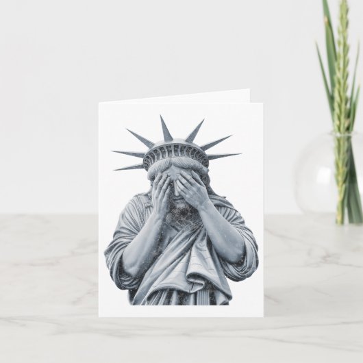 America Statue of Liberty Cry Funny Meme Mannen Vr Kaart (Voorkant)