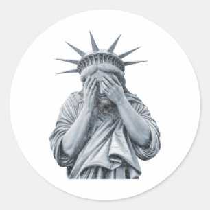 America Statue of Liberty Cry Funny Meme Mannen Vr Ronde Sticker