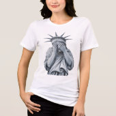 America Statue of Liberty Cry Funny Meme Mannen Vr Tri-Blend Shirt (Voorkant)
