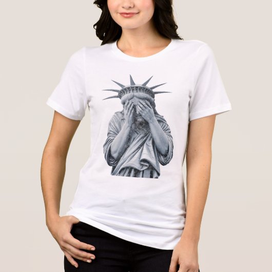 America Statue of Liberty Cry Funny Meme Mannen Vr Tri-Blend Shirt (Voorkant)