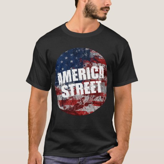 America Street Black T-Shirt (Voorkant)