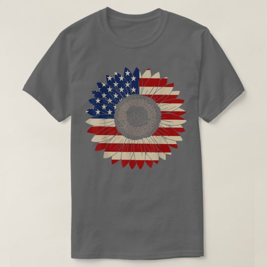 America Sunflower Usa Flag T-Shirt (Design voorkant)