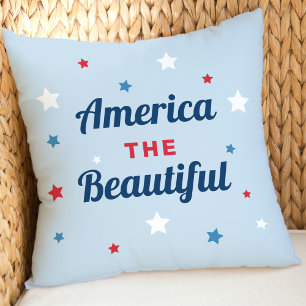 America the Beautiful Blauwe Ster Patriottisch Kussen