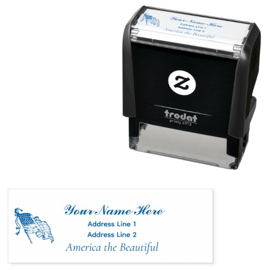 America the Beautiful Naam Adres Stempel 3 Regels (In situ)