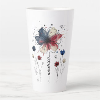 🌸America the Beautiful Patriottische Bloem Latte Mok