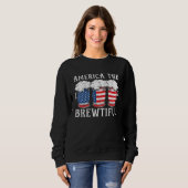 America The Brewtiful Beer Drinker USA Flag 4th Of Trui (Voorkant volledig)