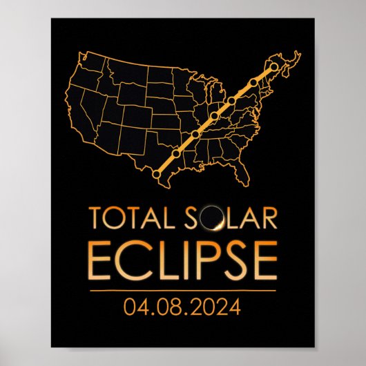 America Total Solar Eclipse April 8 2024 Verenigde Poster (Voorkant)