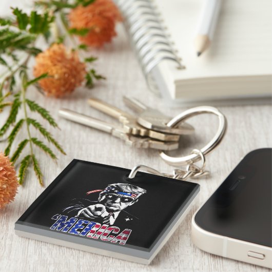 America Trump Amerikaanse vlag Sleutelhanger (Voorkant Rechts)
