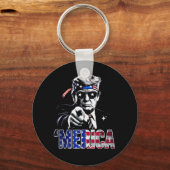 America Trump Amerikaanse vlag Sleutelhanger (Voorkant)