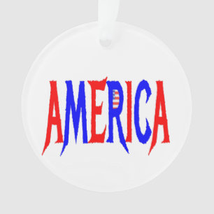 AMERICA USA Red White en Blue Ornament