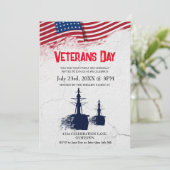 America Veterans Day Patriottische Uitnodiging, Kaart (Staand voorkant)