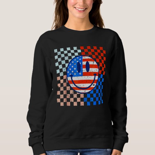 America Vibes Cute Smile Face USA American Flag 4t Trui (Voorkant)