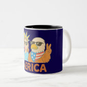 America vibes, Funny Cartonne Two-Tone Coffee Tweekleurige Koffiemok (Voorkant rechts)