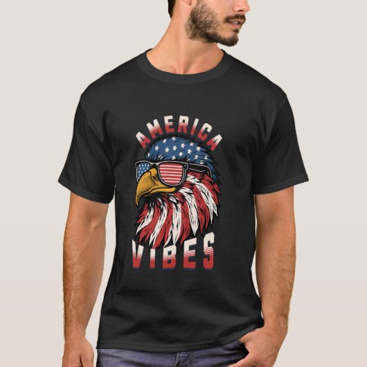 America Vibes Patriotic USA Bald Eagle T-shirt (Voorkant)