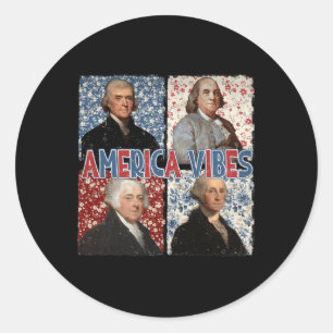 America Vibes Retro 4th of July Presidenten Nederl Ronde Sticker