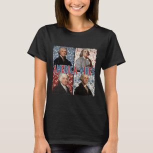 America Vibes Retro 4th of July Presidenten Nederl T-shirt