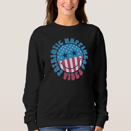 America Vibes Smile Face US Flag Retro Groovy 4th  Trui (Voorkant)
