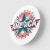AMERICA Wall Clock Ronde Klok (Hoek)