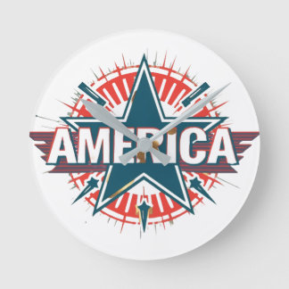 AMERICA Wall Clock Ronde Klok