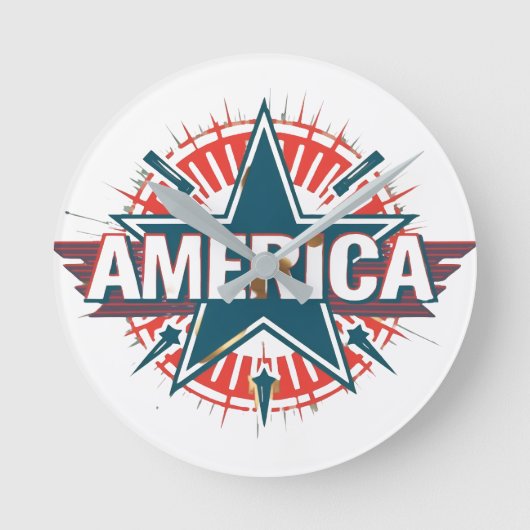 AMERICA Wall Clock Ronde Klok (Voorkant)