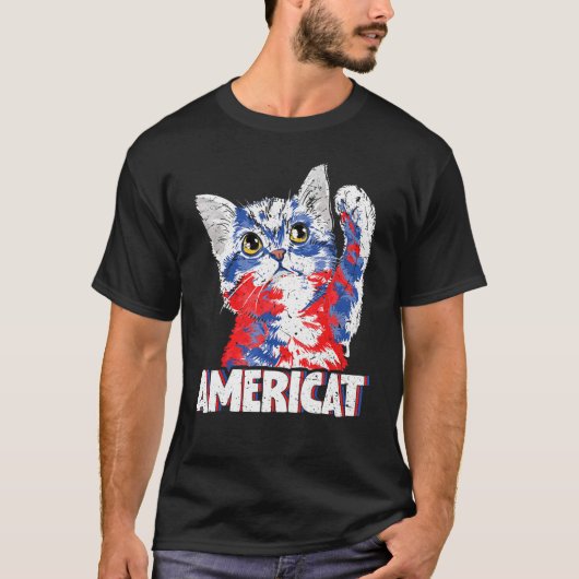 American 4th Of July Us Flag Shades Cat Apparel T-shirt (Voorkant)