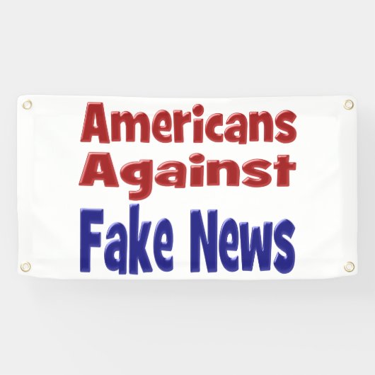 American Against Fake News red blue text Spandoek (Horizontaal)
