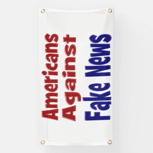 American Against Fake News red blue text Spandoek (Verticaal)