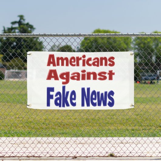 American Against Fake News red blue text Spandoek (Insitu)