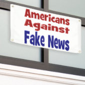 American Against Fake News red blue text Spandoek (Buitenkant Gebouw)